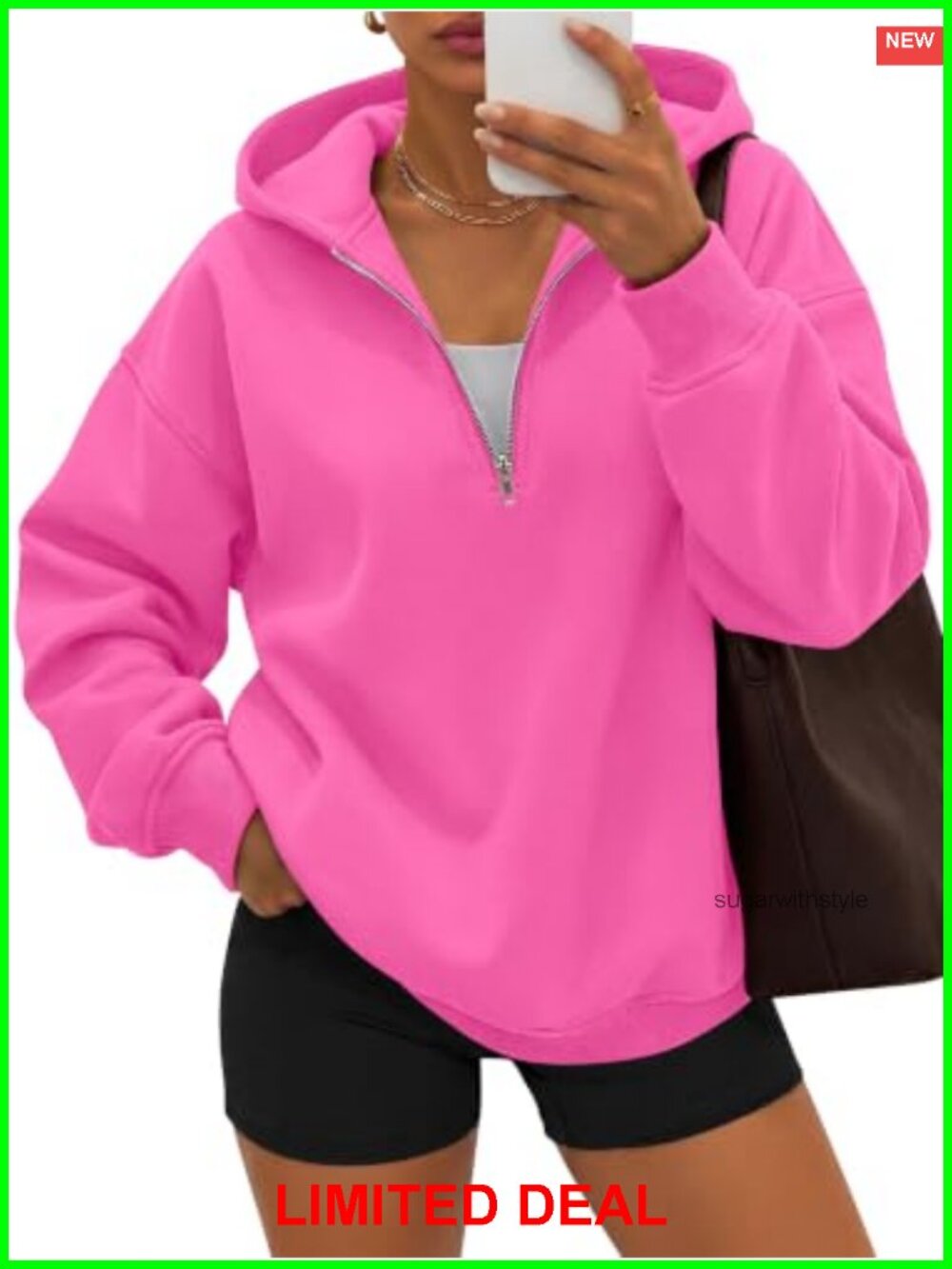 Oversized Quarter Zip Hoodie Long Sleeve Pullover Sweatshirt
